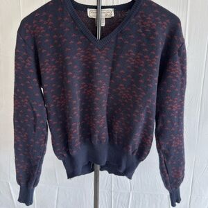 Vintage 80’s Navy and Red Wool Sweater